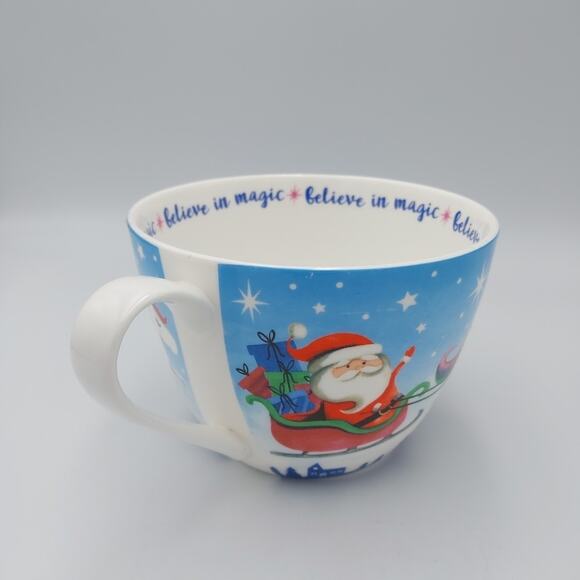 Portobello by Design Santa & Sleigh pulled by Unicorns 16 oz Believe in Magic - Picture 2 of 6